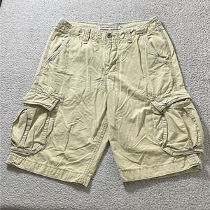 American Eagle Cargo Shorts Mens 30 Beige Ripstop Cotton Longboard Utility Y2K